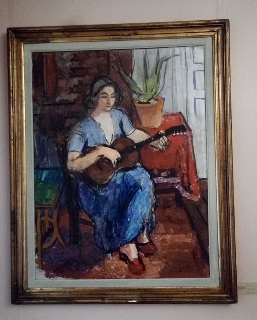Femeie cu chitara (Woman with Guitar), painting by Romanian artist Alexandru Ciucurencu, Zambaccian Museum, Bucharest
